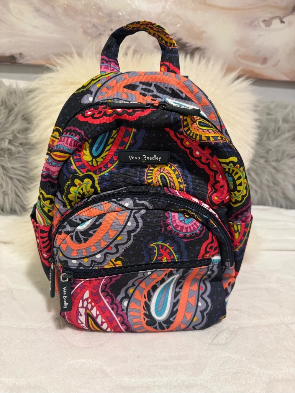 Vera Bradley Paisley pattern Mini Lighwright Backpack with Multicolor Accents